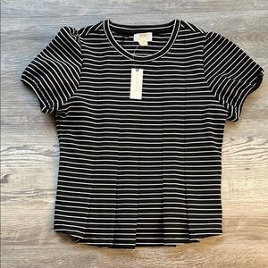 Anthropologie Maeve Black and White Fitted Ribbed Sizes Small New with  tag